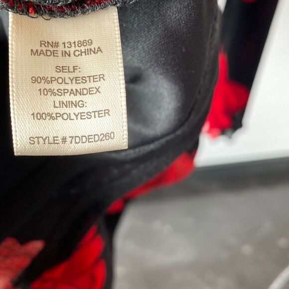 Thirty/Thirty Velvet Sheath Dress L Black Red Rose Romantic Coquette Whimsigoth - Picture 8 of 12